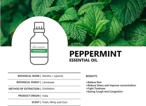 Peppermint Essential Oil (Mentha × piperita) - 30mL (1 fl oz.) -100% Natural and Pure for Aromatherapy-Fresh, Minty and Cool