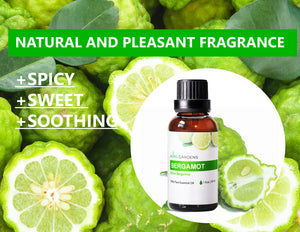 Bergamot Essential Oil (Citrus bergamia) - 30mL (1 fl oz.) -Natural Stress Reliever and Mood Lifter