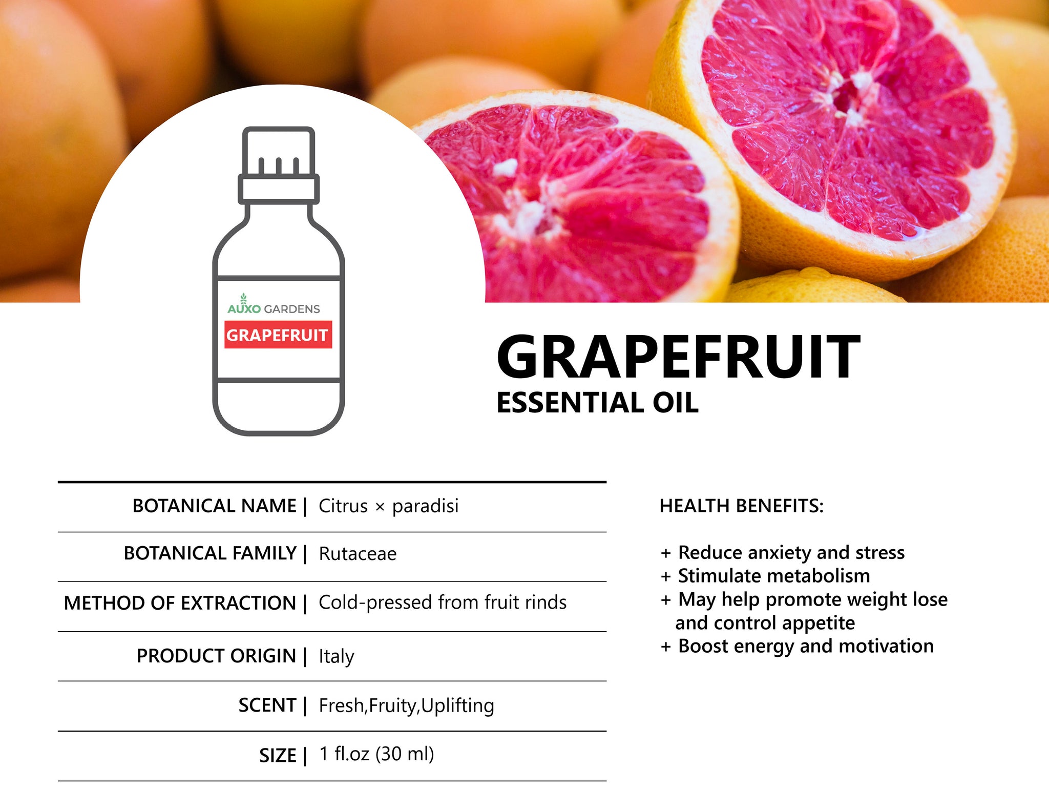 Pink Grapefruit Essential Oil (Citrus × paradisi) – Auxo Gardens